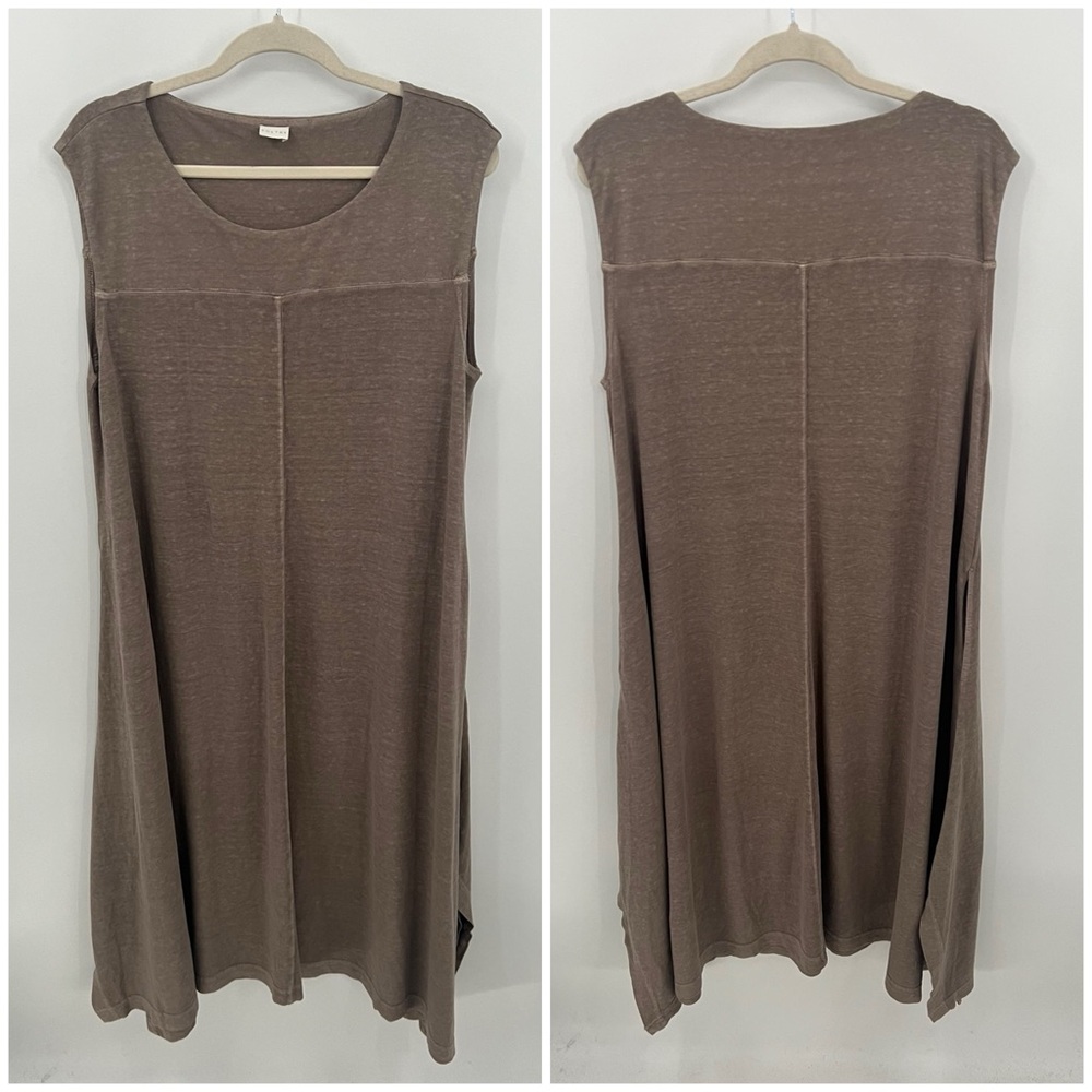 Poetry hemp and cotton taupe midi dress